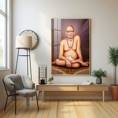 Noir Reflection Shri Swami Samartha Premium Vertical Acrylic Wall Art