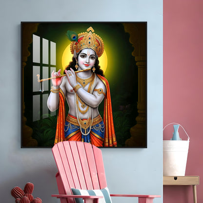 Sacred Essence Of Krishna Premium Acrylic Square Wall Art