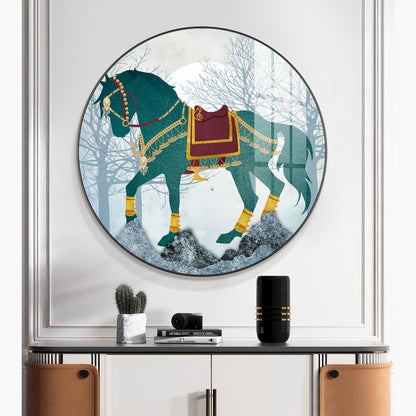 Horse Haven Premium Acrylic Round Wall Art