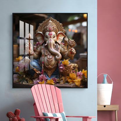 Karya Siddh Ganesh Premium Acrylic Square Wall Art