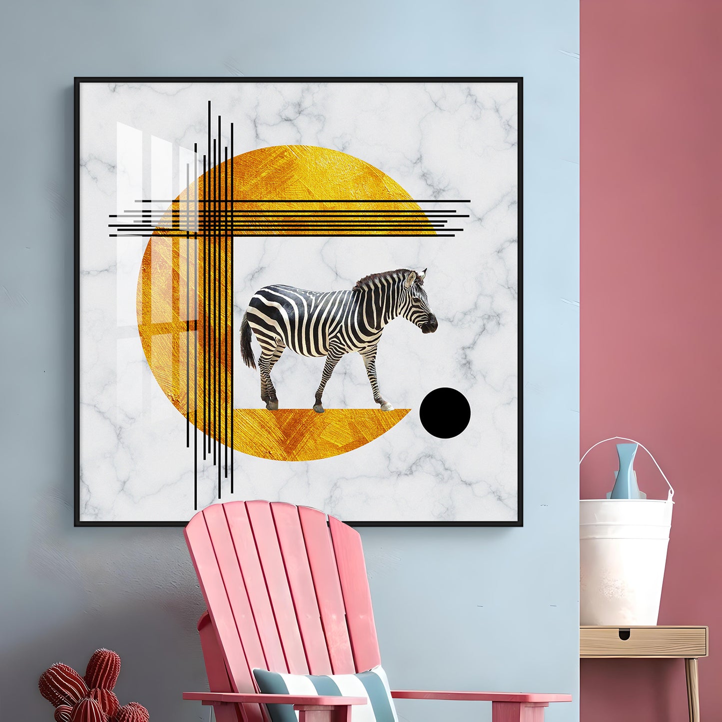 Roaming Zebra Premium Acrylic Square Wall Art