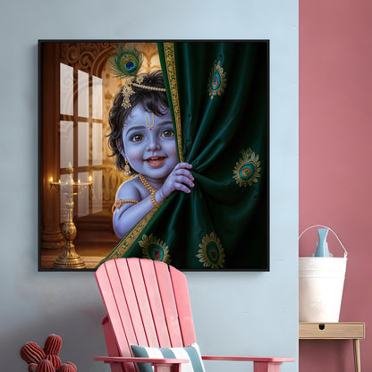 Little Lord kanha Premium Acrylic Square Wall Art