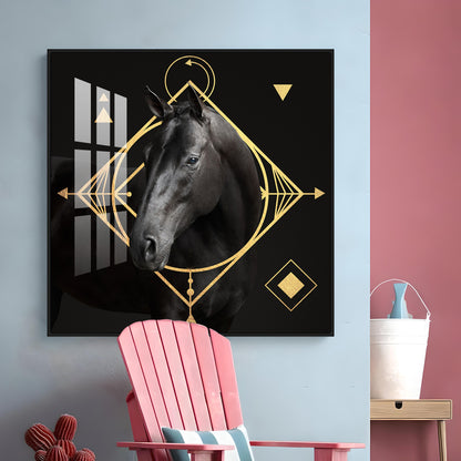 Gold Foil Horse Premium Acrylic Square Wall Art