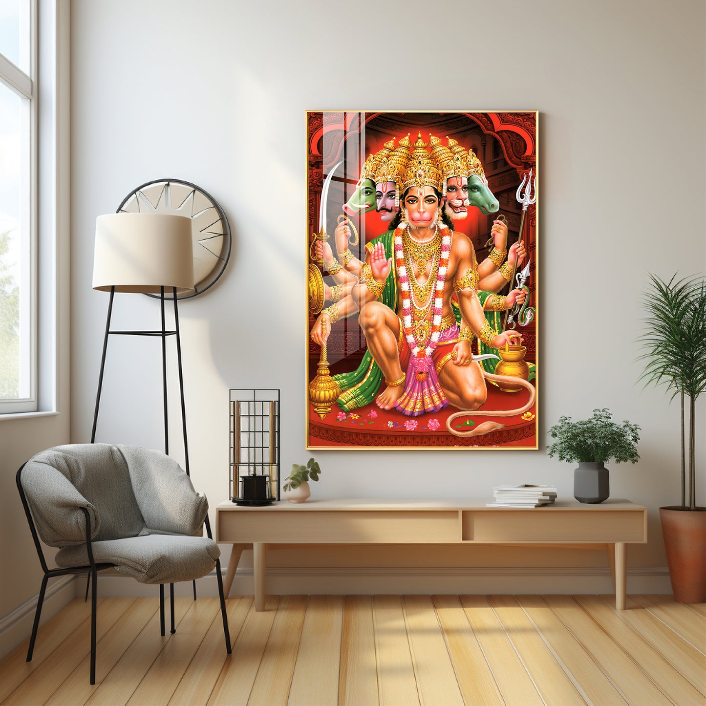 Divine Presence Of Lord Hanuman Premium Vertical Acrylic Wall Art