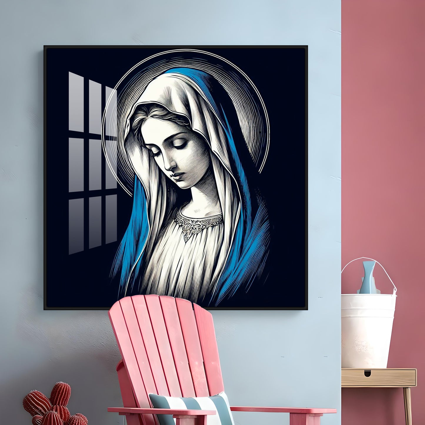 Portrait of the Virgin Mary Premium Acrylic Square Wall Art