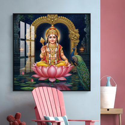Divine Goddess Laxmi Maa Premium Acrylic Square Wall Art