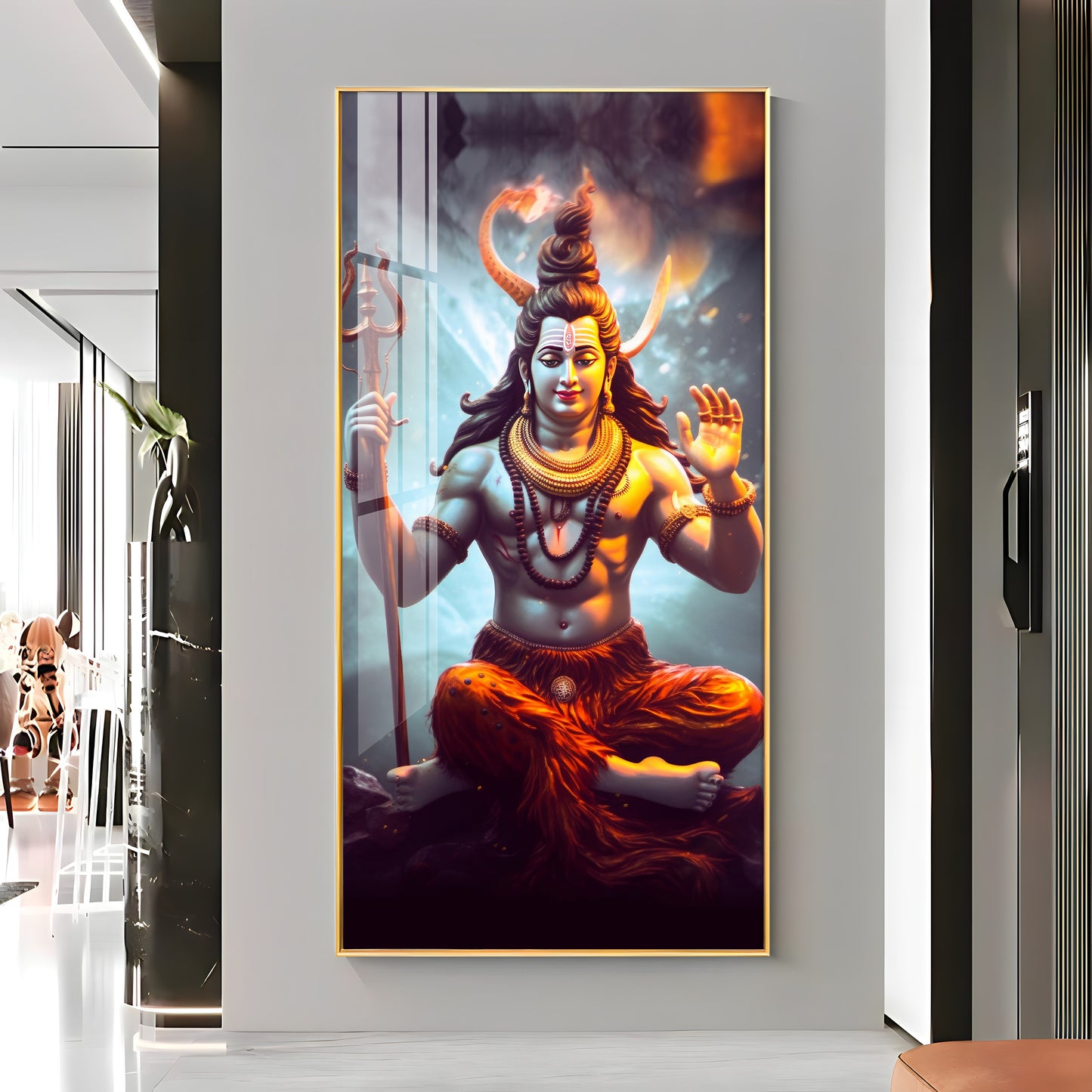 Har Har Mahadev Premium Acrylic Vertical Wall Art