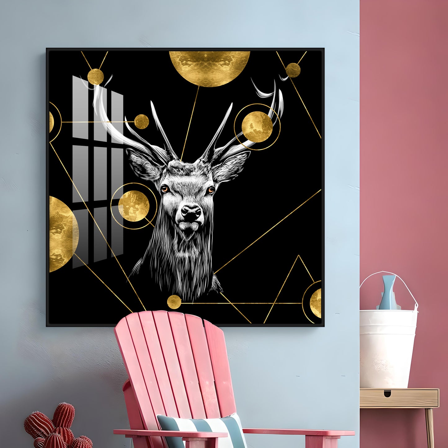 Light Luxury Elk Abstract Art Living Room Premium Acrylic Square Wall Art