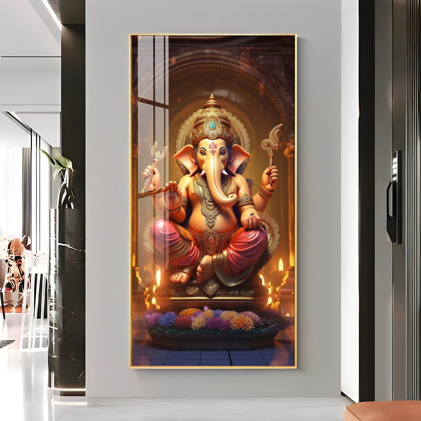 Jai Shree Ganesh Premium Acrylic Vertical Wall Art