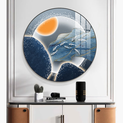 Glacier Koi Fish Premium Acrylic Round Wall Art