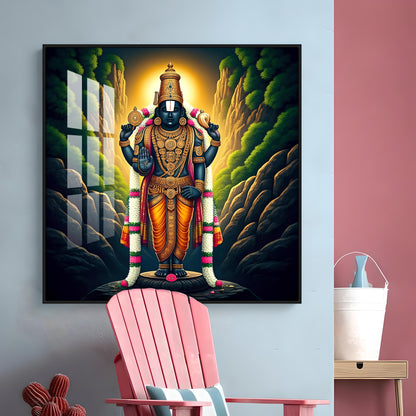 Spiritual Venkateswara Swami Premium Acrylic Square Wall Art