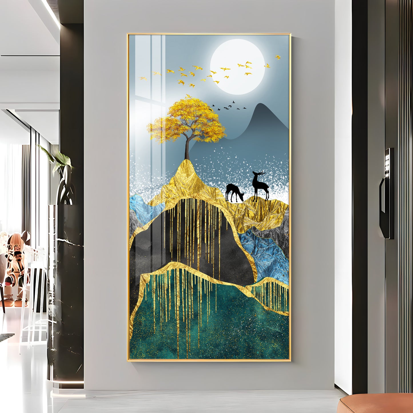 Moon & Mountains Premium Acrylic vertical Wall Art