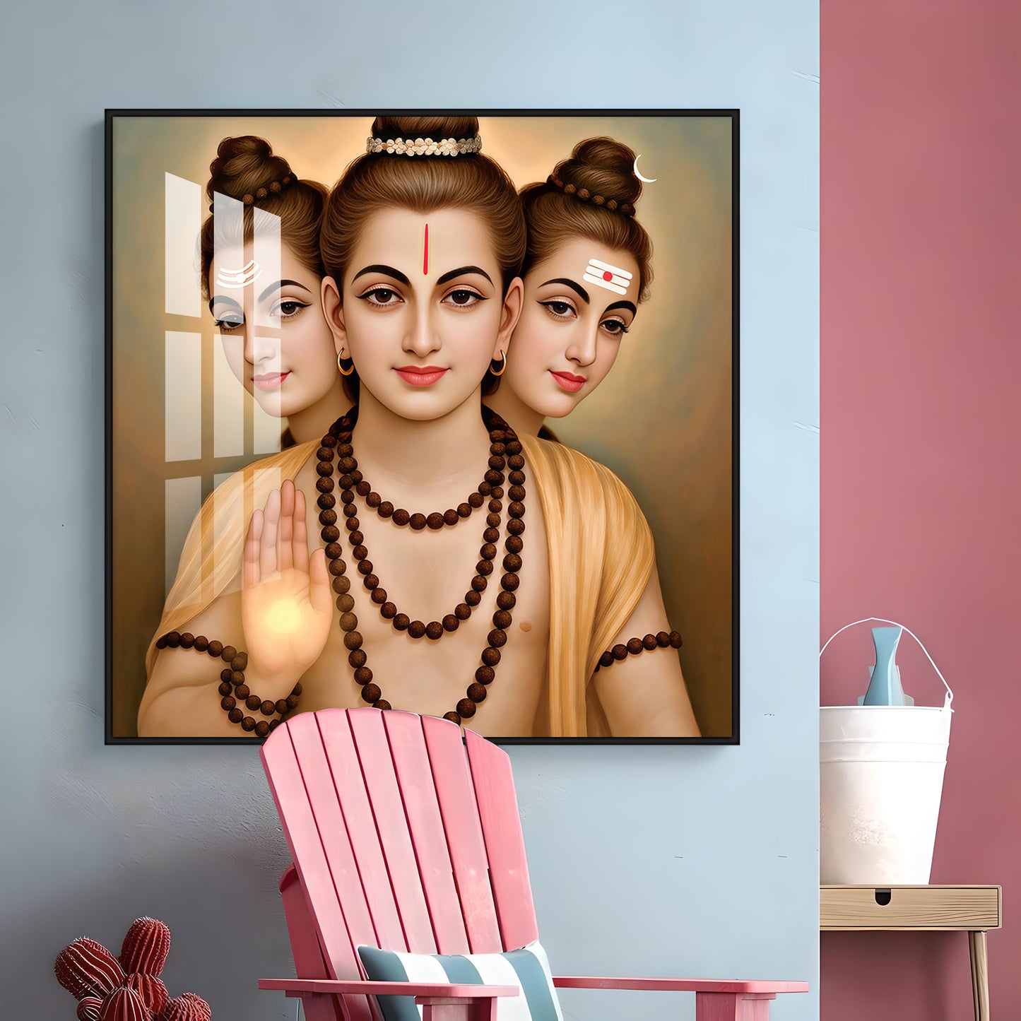 God Dattatreya Ji Maharaj Premium Acrylic Square Wall Art