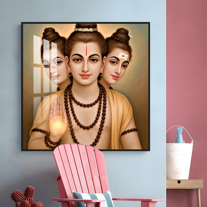 God Dattatreya Ji Maharaj Premium Acrylic Square Wall Art