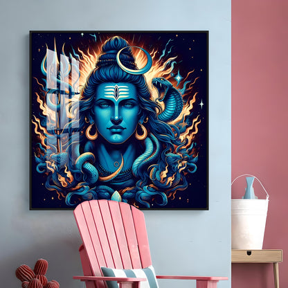 Lord Mahadev Shiva Premium Acrylic Square Wall Art