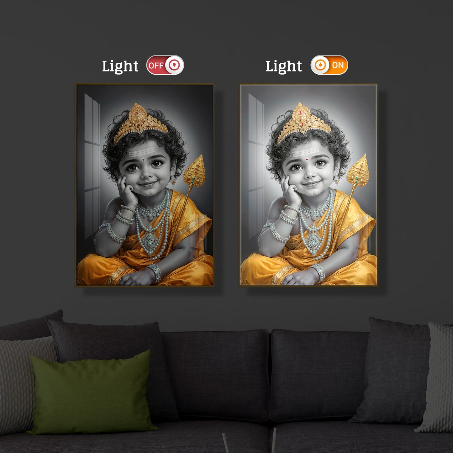 Little Murugan Modern Luxury Backlight Vertical Wall Art