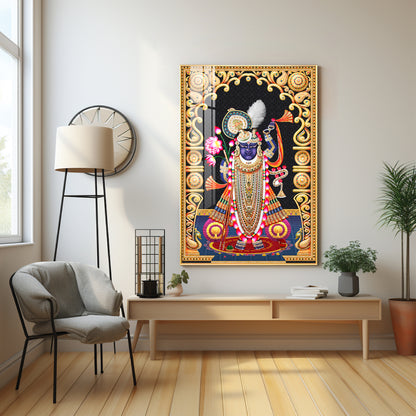 Celestial Krishna Premium Acrylic Vertical Wall Art