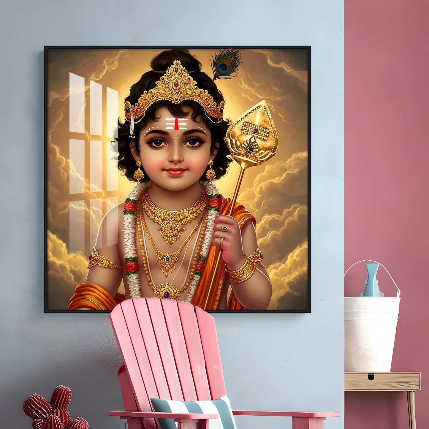 Bhagwan Murugan Blessing Premium Acrylic Square Wall Art