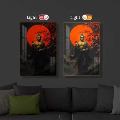 Gautam Buddh Modern Luxury Backlight Vertical Wall Art