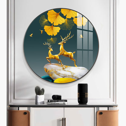 Dancing Antlers Premium Acrylic Round Wall Art