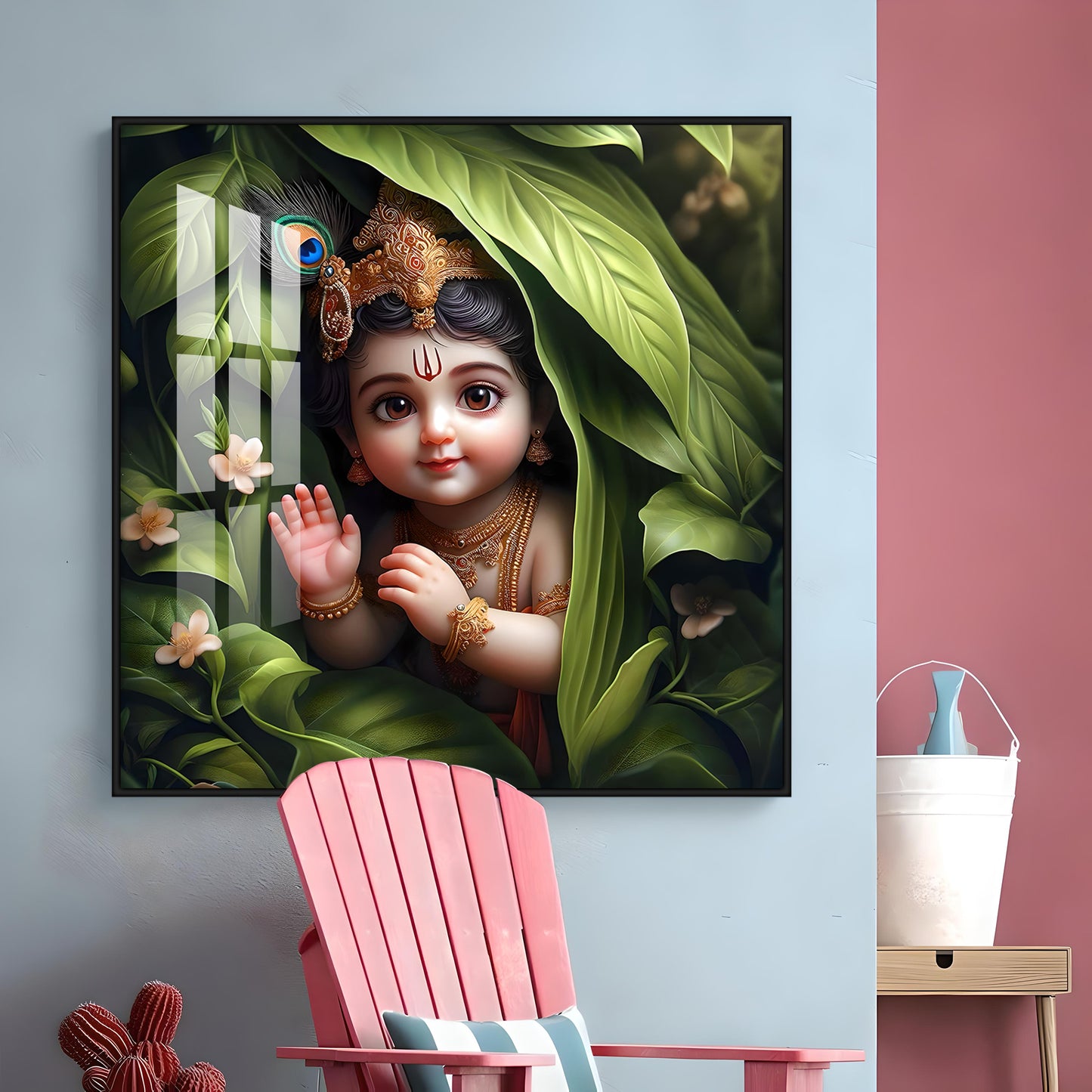 Ladoo Gopal Premium Acrylic Square Wall Art