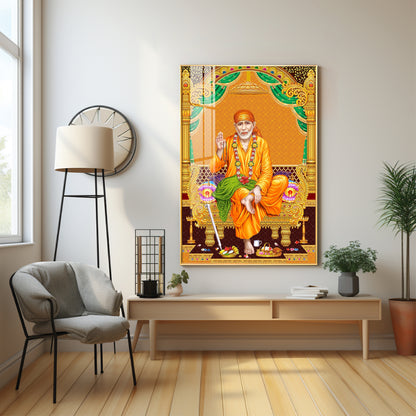 Divine Sai Baba Premium Acrylic Vertical Wall Art