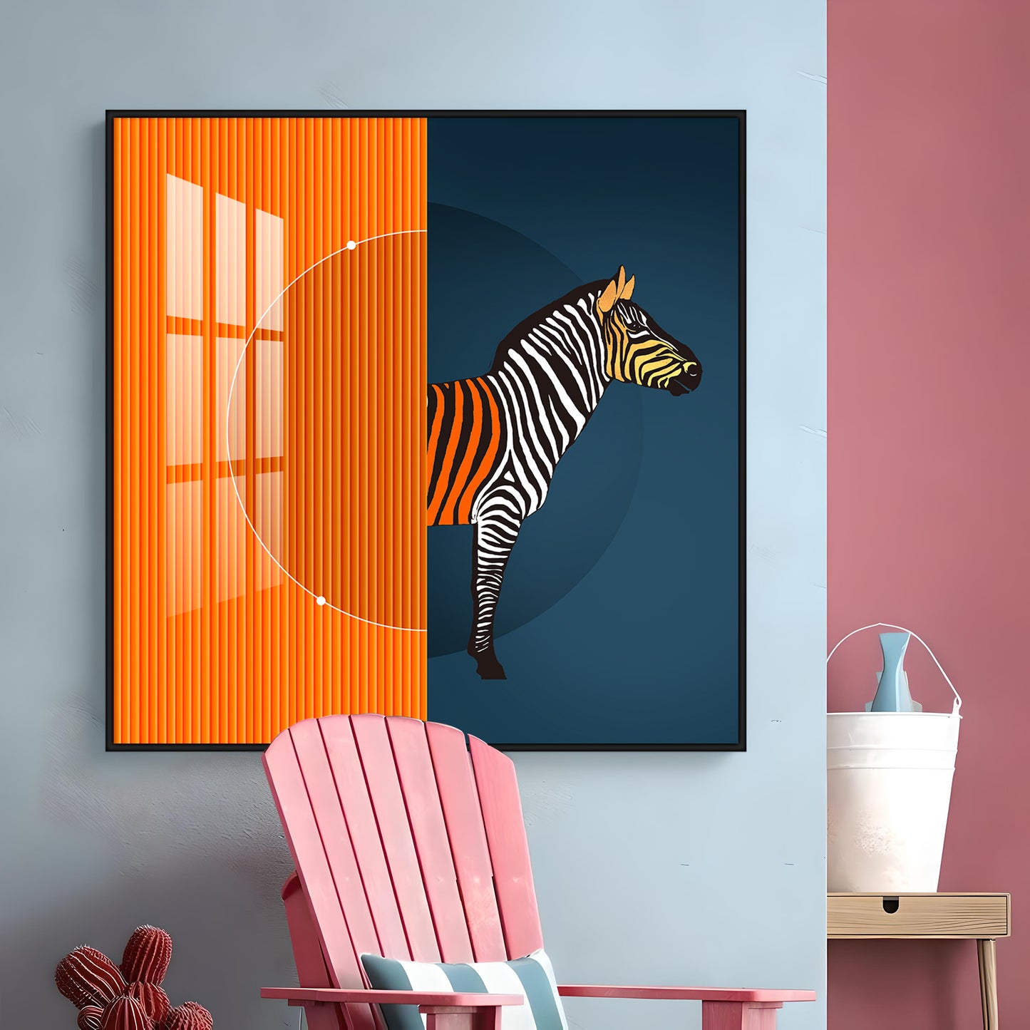 Zebra Abstract Geometric Premium Acrylic Square Wall Art