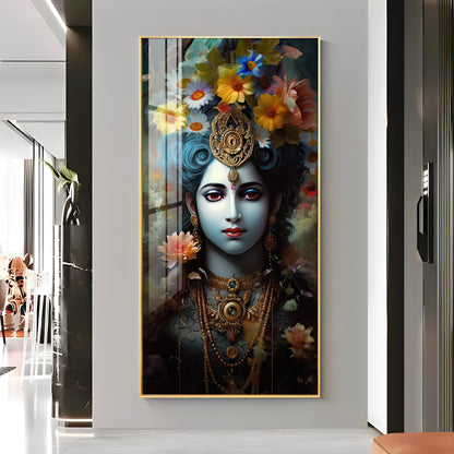 Jai Shree Krishna Premium Acrylic Vertical Wall Art