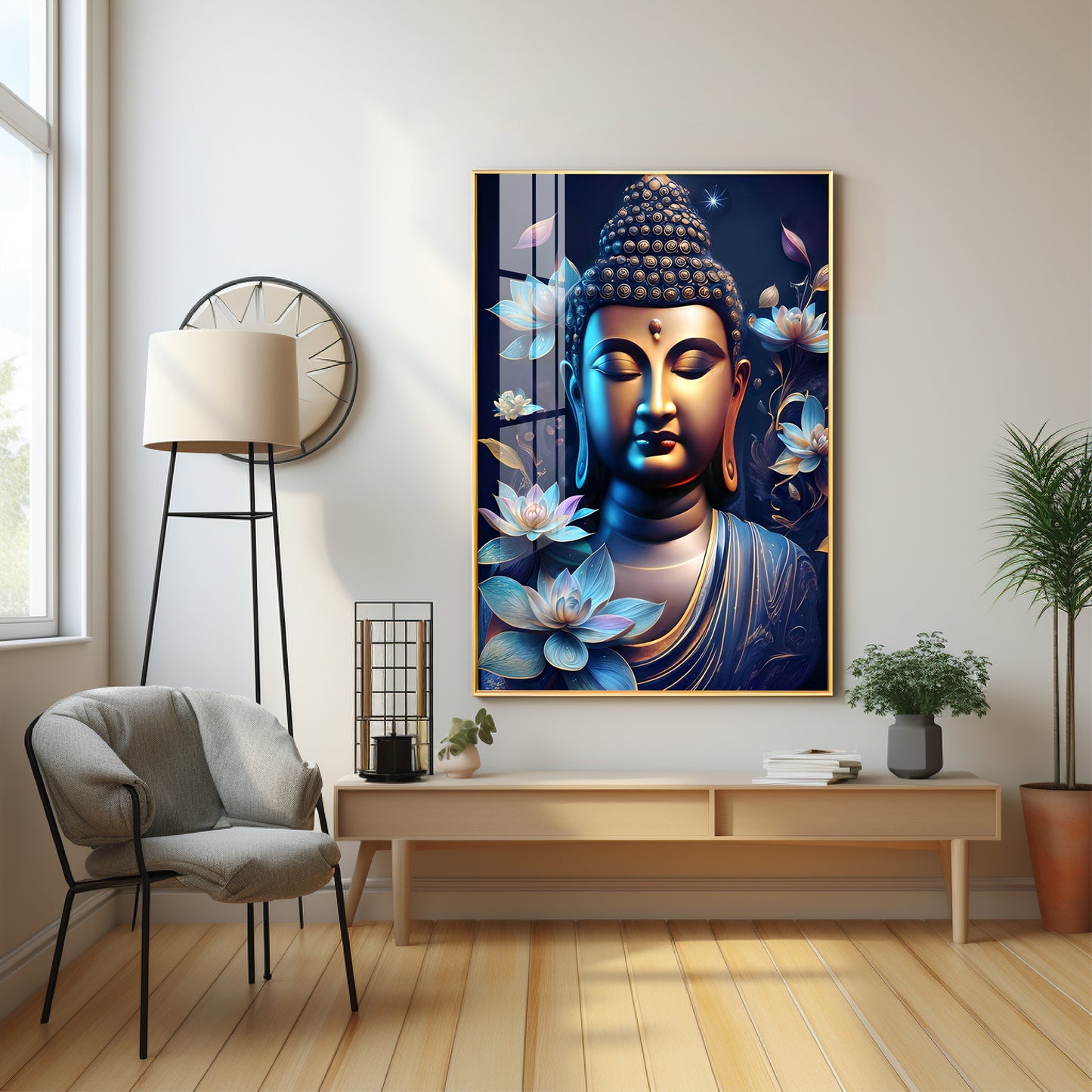 Modern Buddha Premium Acrylic Vertical Wall Art