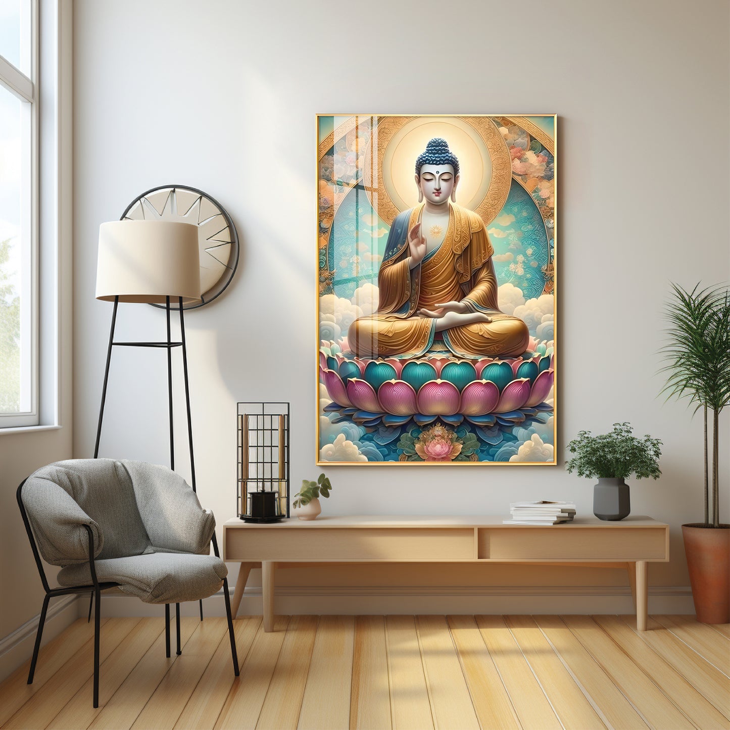 Serene Lotus Buddha Premium Vertical Acrylic Wall Art