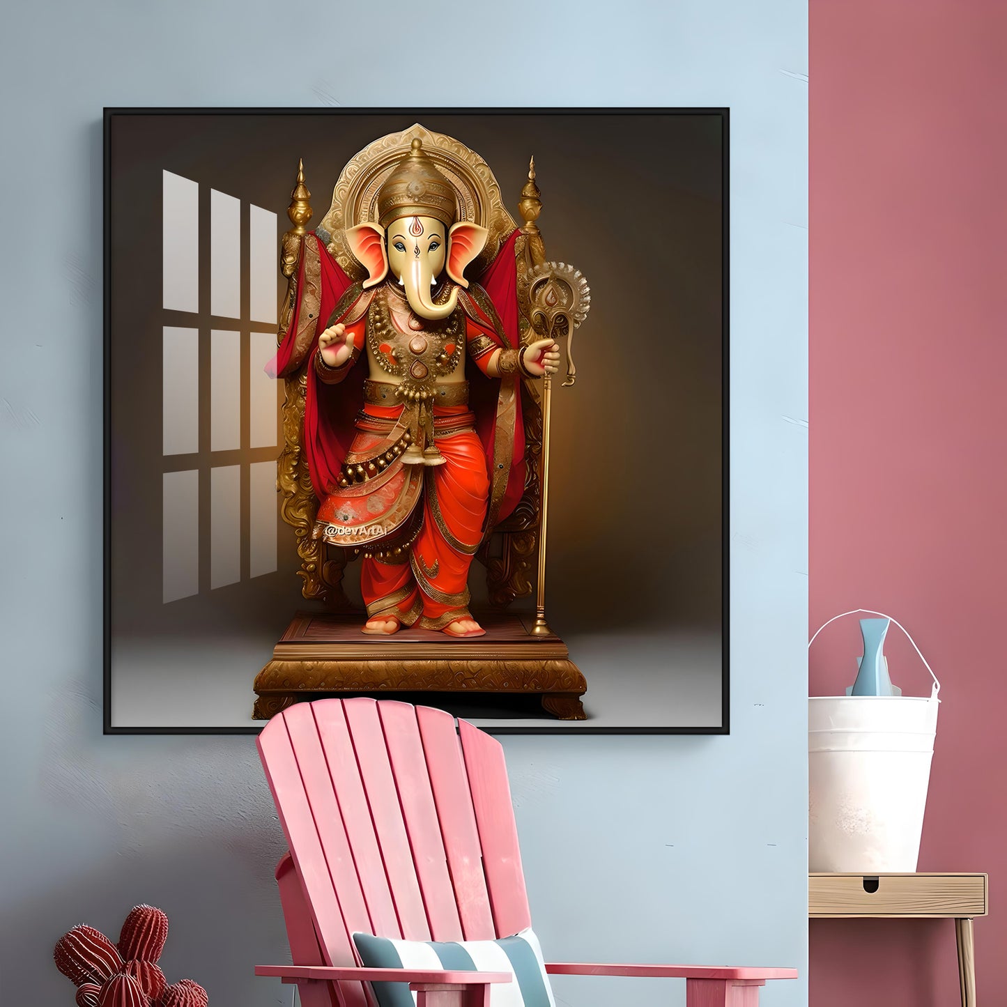 Standing Ganpati Premium Acrylic Square Wall Art