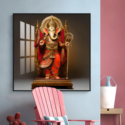 Standing Ganpati Premium Acrylic Square Wall Art