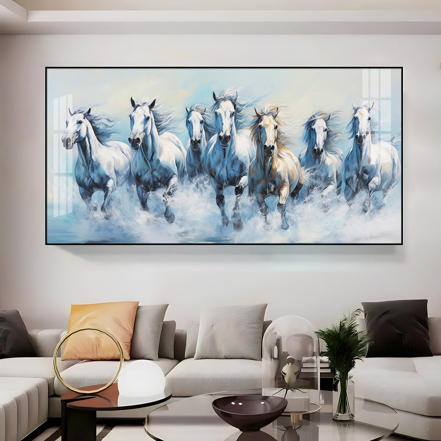 Fairytale Seven Horses Premium Acrylic Horizontal Wall Art