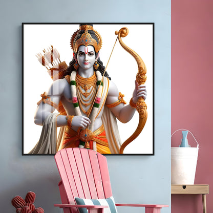 King Of Ayodhya Shree Ram Premium Acrylic Square Wall Art