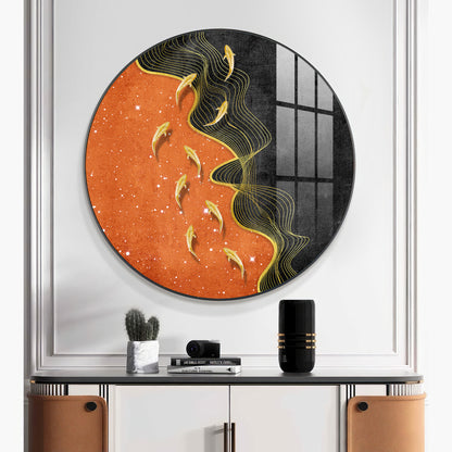 Goldfish Delight Premium Acrylic Round Wall Art