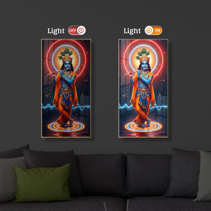 Divine Krishna Modern Luxury Backlight Vertical Wall Art