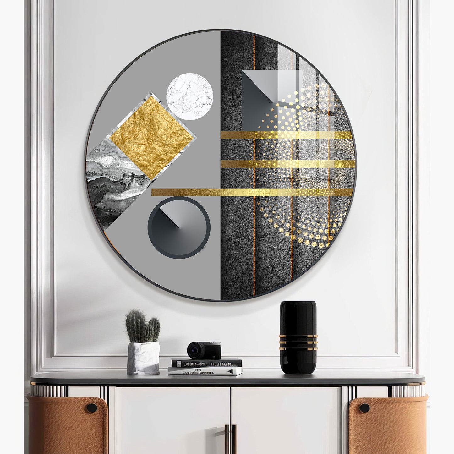 Geometric Elegance Premium Acrylic Round Wall Art