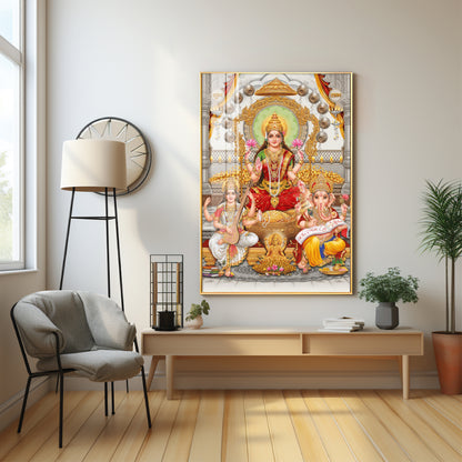 Goddess Laxmi Ji Radiant Premium Acrylic Vertical Wall Art