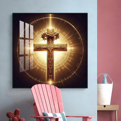 Cross Symbol In Premium Acrylic Square Wall Art