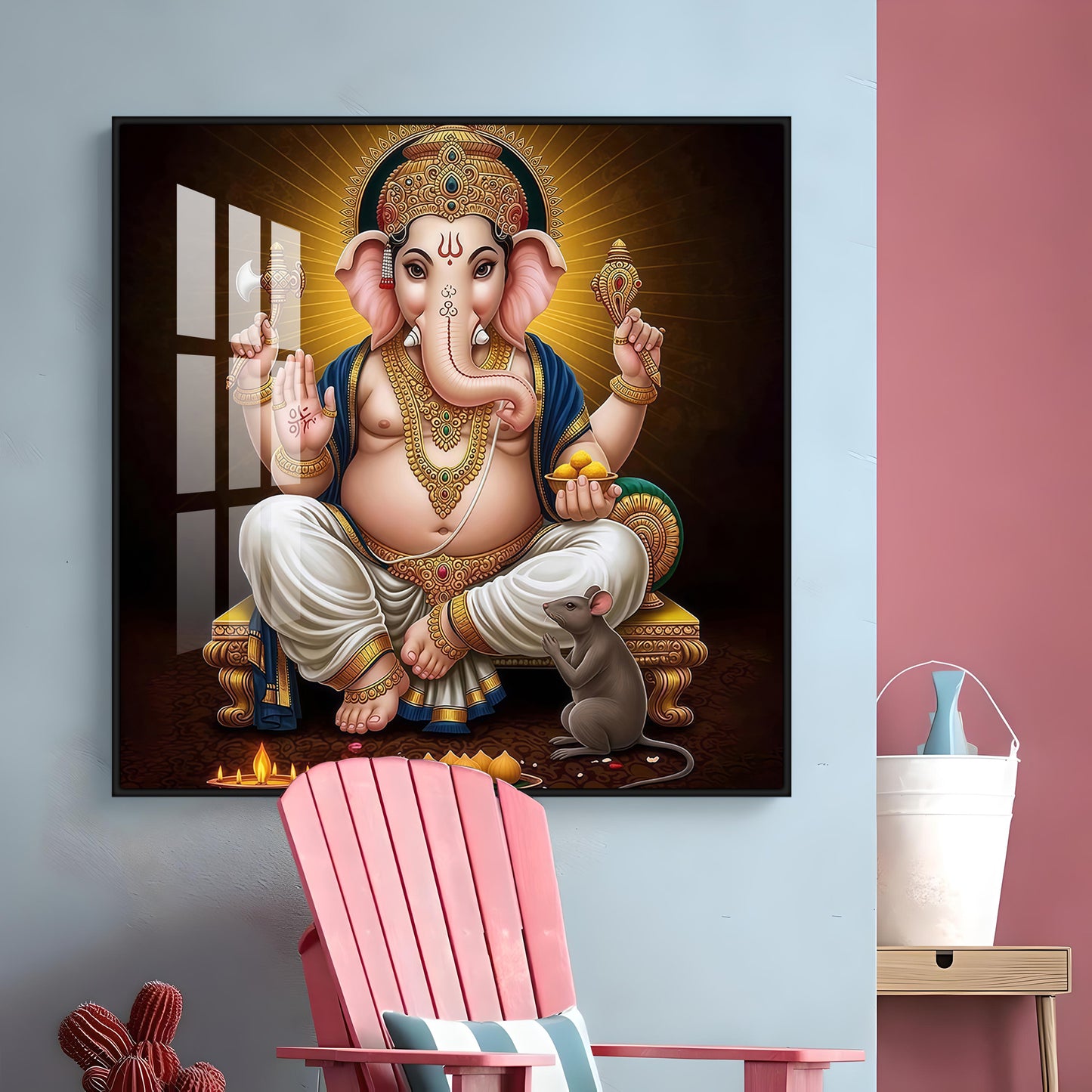 Ganesha Ji Premium Acrylic Square Wall Art