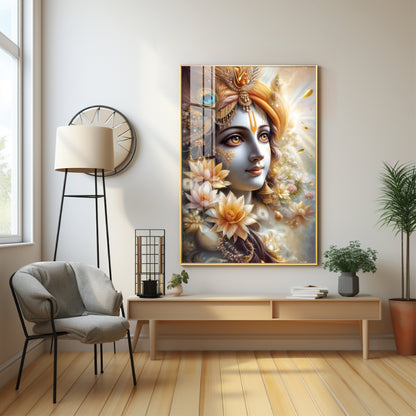 Krishna Bhakti Premium Acrylic Vertical Wall Art