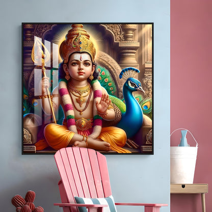 Lord Murugan Premium Acrylic Square Wall Art