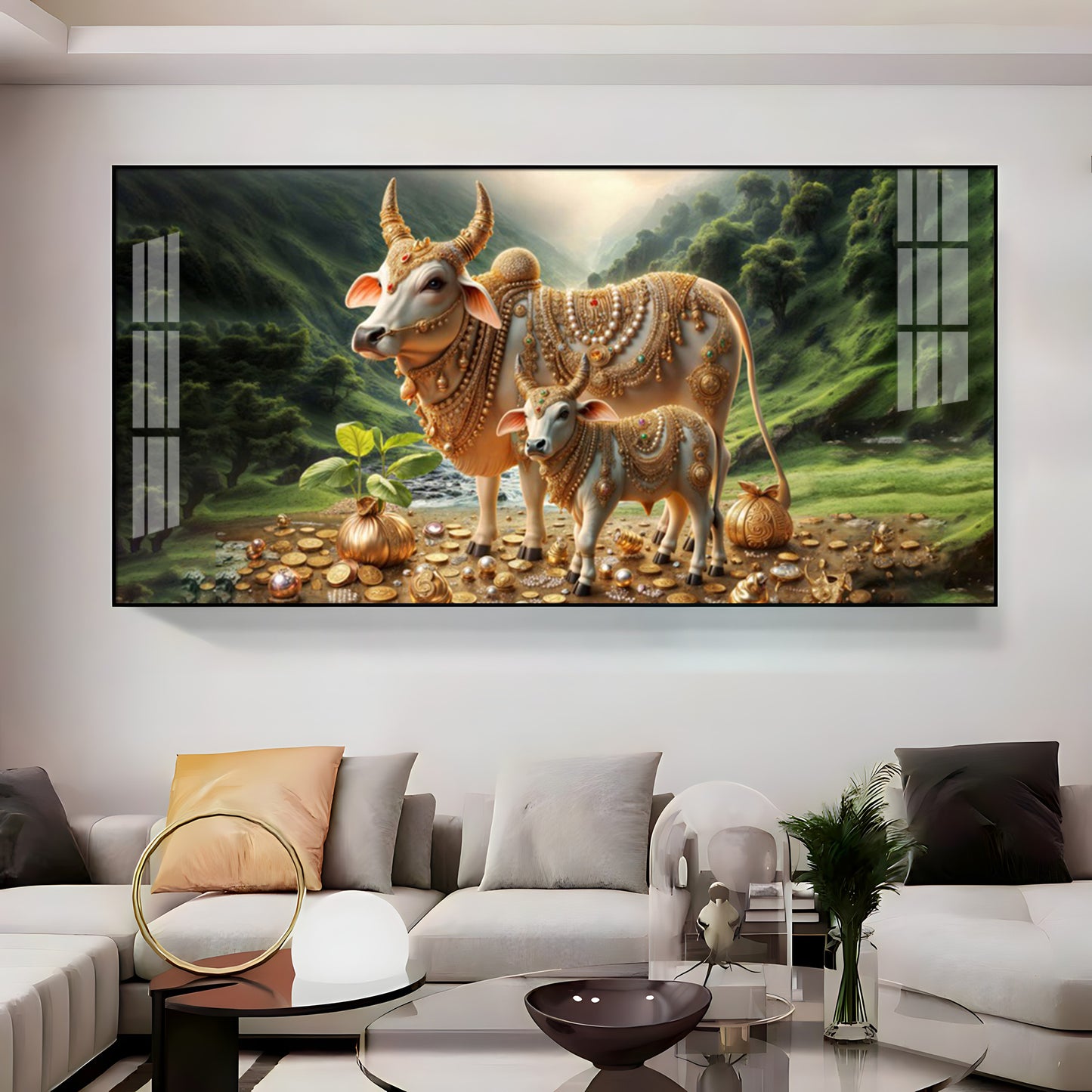 Nandi In Lush Green Forest Premium Acrylic Horizontal Wall Art