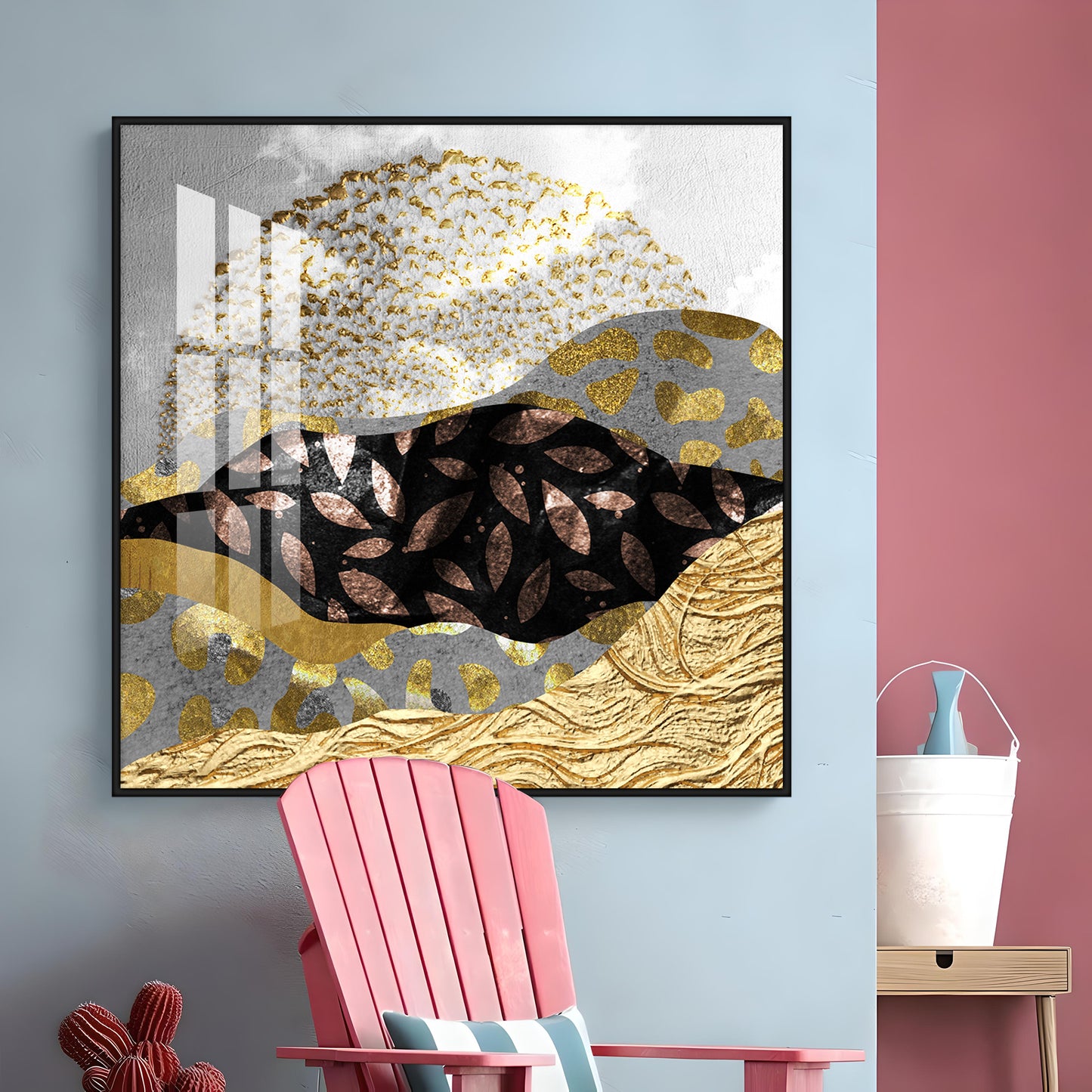 Metallic Mountains Premium Acrylic Square Wall Art