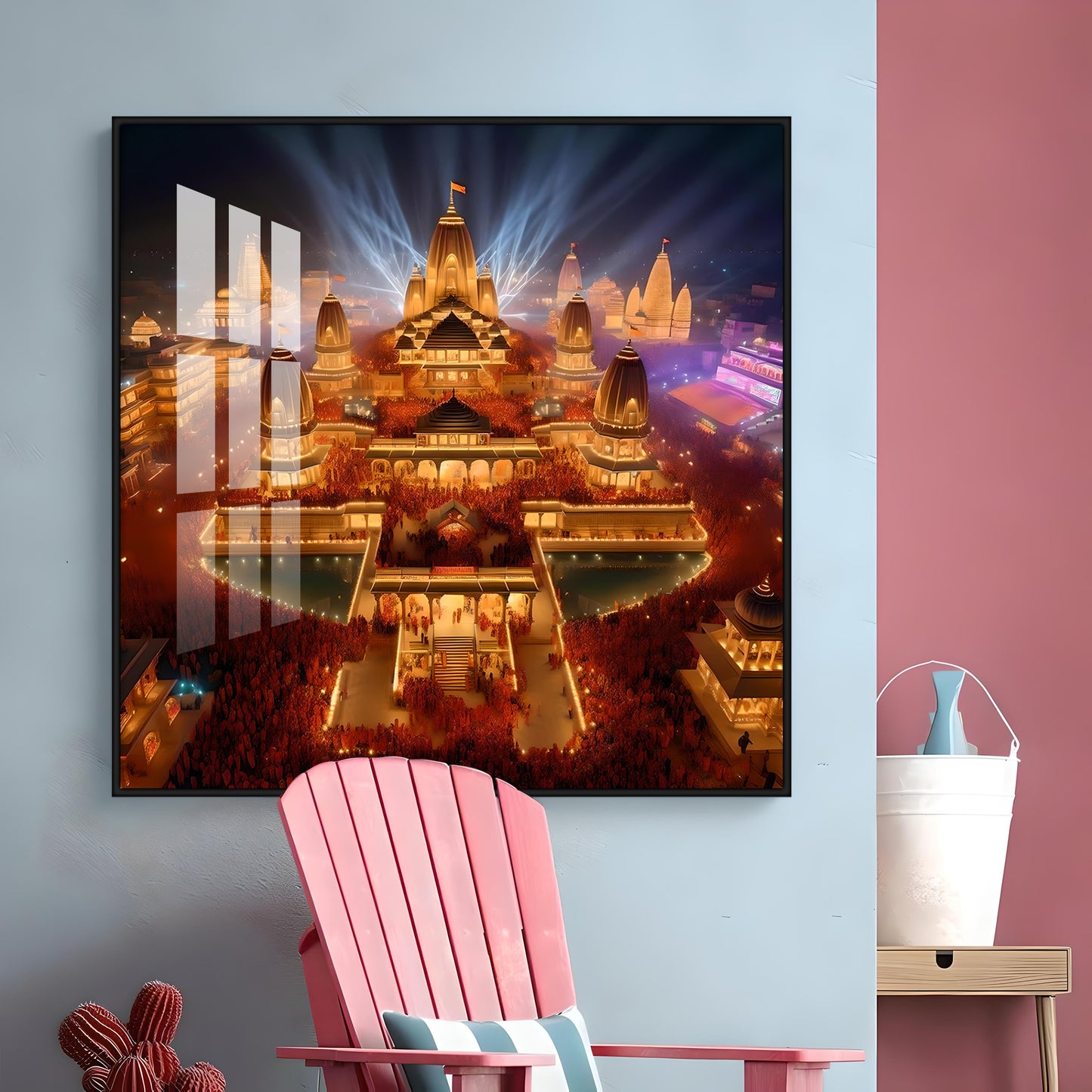 Enlightened Ayodhya Premium Acrylic Square Wall Art