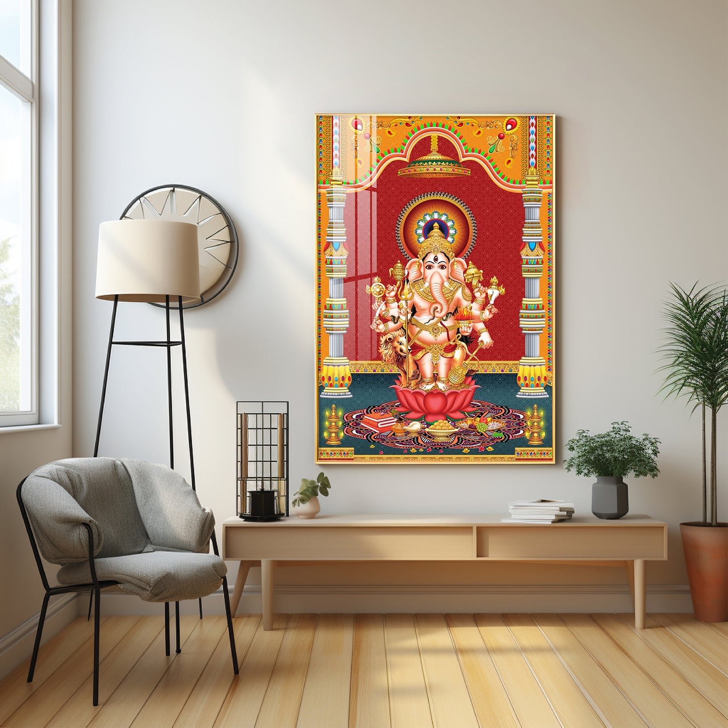 Lord Ganesh Blessings Premium Acrylic Vertical Wall Art