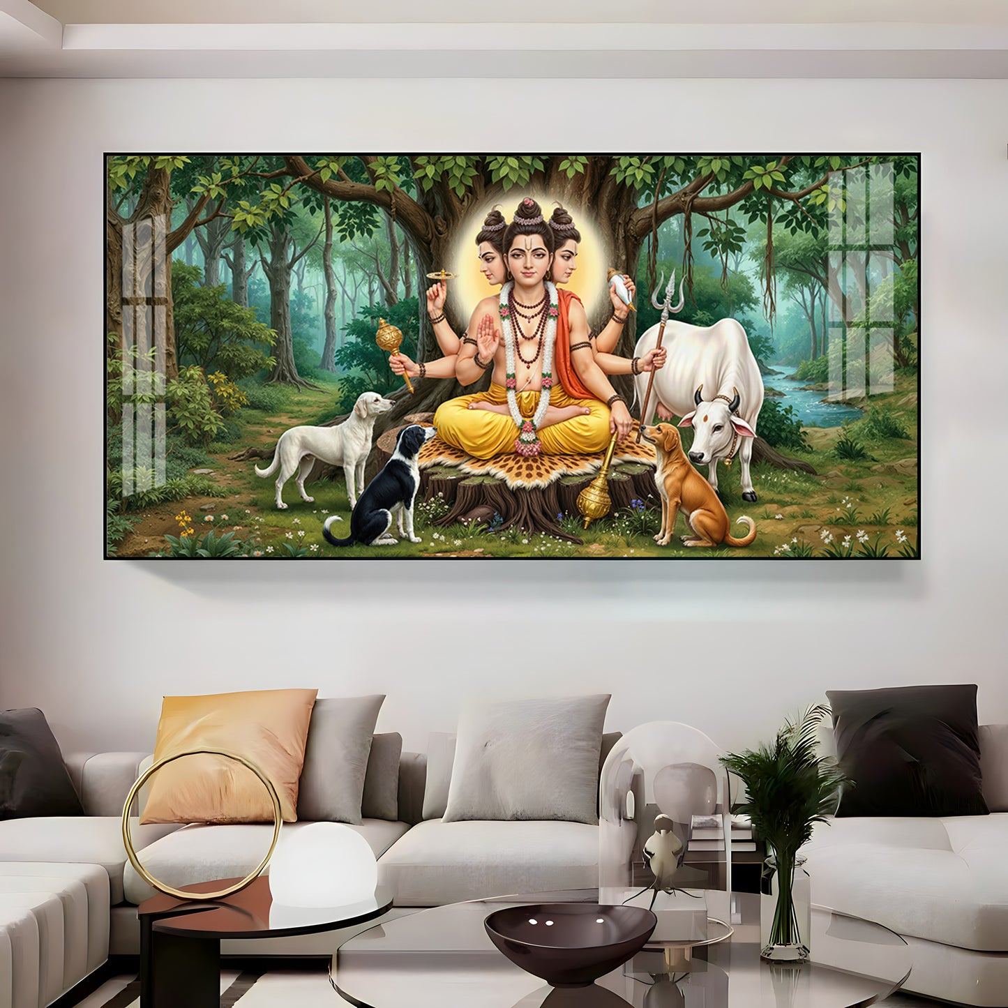Lord Dattatreya Dattaguru Premium Acrylic Horizontal Wall Art
