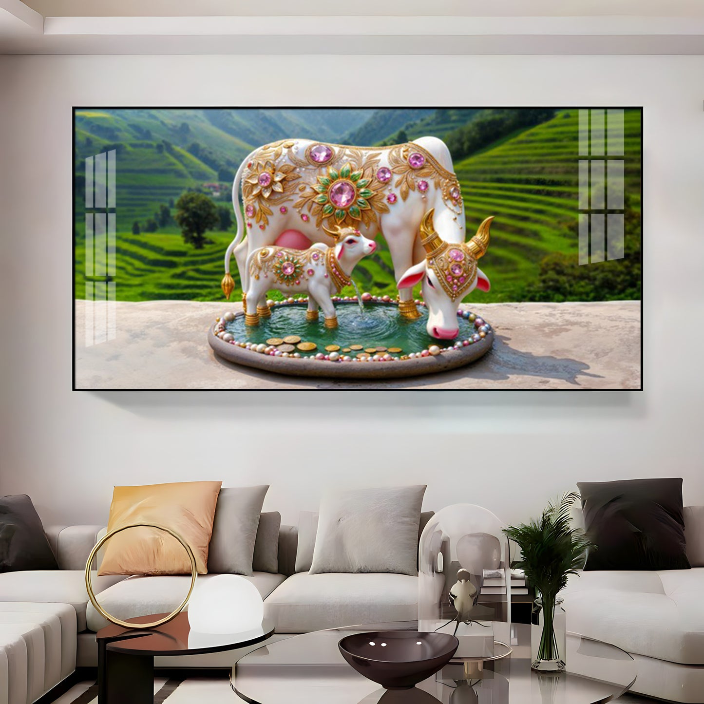 Holy Kamdhenu Premium Acrylic Horizontal Wall Art