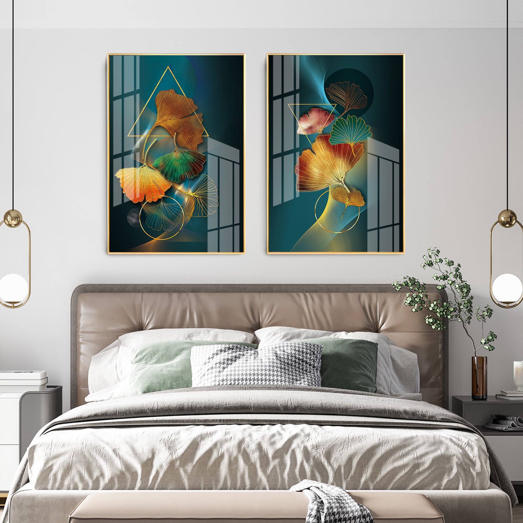 Petal Palette Premium Acrylic Vertical Wall Art (Set Of 2)