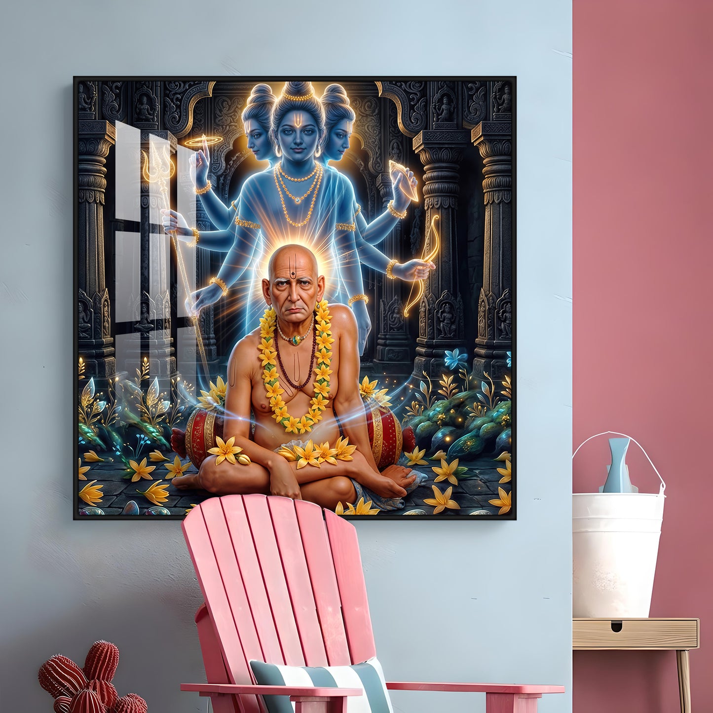 Divine Swami Samarth Premium Acrylic Square Wall Art